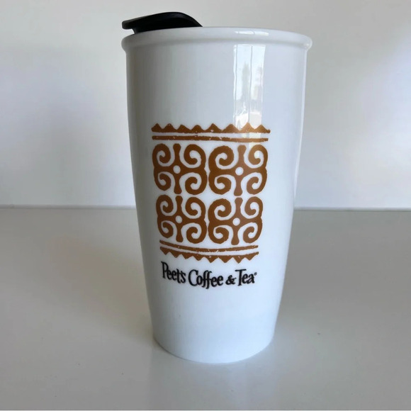 Peet’s Coffee Ceramic Glass Tumbler 12 oz w/lid - Picture 6 of 13